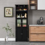 Costway colonne salle de bain avec 4 portes 2 compartiments ouverts armoire salle de bain tagres rglables ...