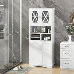 Costway colonne salle de bain avec 4 portes 3 compartiments ouvertes Étagères réglables armoire haute ... Costway colonne salle de bain avec 4 portes 3 compartiments ouvertes Étagères réglables armoire haute ...