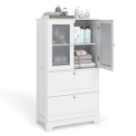 Costway colonne salle de bain armoire avec 2 tiroirs et 2 portes tagre rglable pour cuisine salon ...