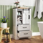 Costway colonne salle de bain avec porte coulissante tagres rglables et 2 tiroirs pour cuisine salon ...