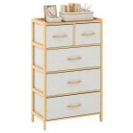 Costway commode � 8 tiroirs tissu avec structure bambou �tag�re sup�rieure dessus en bois pour placard ...