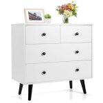 Costway commode chambre 4 tiroirs avec rails coulissants lisses kits anti - renversement pour chambre ...