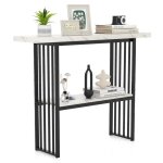 Costway console meuble entre  2 etages imprime marbre cadre en mtal 120 x 295 x 925 cm (l x l x h) ...