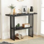 Costway console meuble dentr�e effet marbre - 2 niveaux 120 x 295 x 925 cm cadre en m�tal style scandinave ...