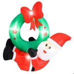 Costway couronne gonflable lumineuse 120cm avec père noël et n?ud rouge 5 lumières led décoration de ... Costway couronne gonflable lumineuse 120cm avec père noël et n?ud rouge 5 lumières led décoration de ...