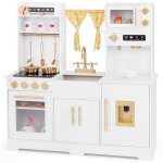 Costway cuisine de jeu pour enfants 3 ans + avec 6 accessoires cafeti�re micro - ondes four sons et lumi�res ...