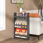 Costway desserte de cuisine � 4 niveaux chariot de rangement etroit de 20 cm � roulettes etag�res ouvertes ...