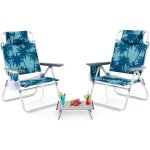 Costway ensemble 3 pcs table et 2 chaises pliables de jardin � 5 positions tissu oxford porte - gobelet ...