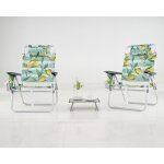 Costway ensemble 3 pcs table et 2 chaises pliables de jardin � 5 positions tissu oxford porte - gobelet ...