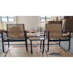 Costway ensemble 3 pcs table et chaises de jardin table en verre tremp� chaises � bascule 2 places balcon ...