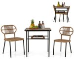 Costway ensemble 3 pcs table de jardin et 2 chaises en rotin chaises empilables de différentes tailles ... Costway ensemble 3 pcs table de jardin et 2 chaises en rotin chaises empilables de différentes tailles ...
