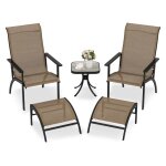 Costway ensemble 5 pcs table et chaises adirondack de jardin chaises de salon dext�rieur avec ottomans ...
