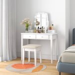 Costway ensemble coiffeuse avec tabouret et miroir eclairé pivotant à 360° 10 lumières led à intensité ... Costway ensemble coiffeuse avec tabouret et miroir eclairé pivotant à 360° 10 lumières led à intensité ...