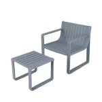 Costway ensemble de mobilier de patio 2 pi�ces chaise ergonomique avec table basse carr�e design � lattes ...