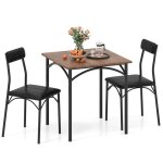 Costway ensemble de salle  manger 3 pices - table carre et 2 chaises avec siges rembourrs pour coin ...