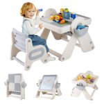 Costway ensemble table 6 - en - 1 multi - activit�s et chaise pour enfants - plateau r�versible et porte ...