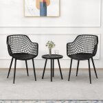 Costway ensemble table et chaises de jardin 3 pcs plateau en pp ensemble de meubles en mtal pour pour ...