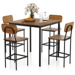 Costway ensemble table  manger avec 4 chaises avec repose - pieds - cadre en mtal style industrielle ...