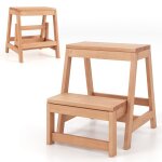 Costway escabeau à 2 marches en bois de sapin charge max. : 150 kg marchepied léger pour cuisine chambre ... Costway escabeau à 2 marches en bois de sapin charge max. : 150 kg marchepied léger pour cuisine chambre ...