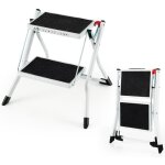 Costway escabeau 2 marches largie pliant cadre mtallique lourd pdale antidrapante 50 x 49 x 45 cm ...