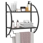 Costway etagre murale de salle de bain avec 2 tablettes de conception creuse et 2 porte - serviettes ...