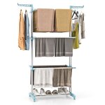 Costway etendoir � linge mobile 4 niveaux s�choir � linge pliable ailes lat�rales avec 2 porte - cintres ...