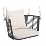 Costway fauteuil chaise suspendu de jardin 1 place, dossier en rotin tissé, 2 cordes de suspension, coussins ... Costway fauteuil chaise suspendu de jardin 1 place, dossier en rotin tissé, 2 cordes de suspension, coussins ...