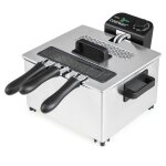 Costway friteuse �lectrique 2000w avec 3 paniers 5l r�gulateur de temp�rature & couvercle avec fen�tre ...