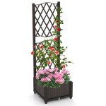 Costway jardini�re avec treillis pour plantes grimpantes 40 x 40 x 122 cm lit de jardin sur�lev� avec ...