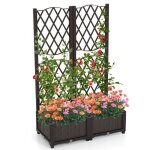 Costway jardini�re avec treillis pour plantes grimpantes 80 x 40 x 122 cm lit de jardin sur�lev� avec ...