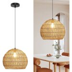 Lustre suspension vintage costway papier tress� en osier lustre boh�me avec hauteur suspendue r�glable ...