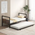 Costway lit simple 90 x 200 cm avec lit gigogne coulissant structure de lit avec tte de lit pieds pliants ...