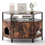 Costway maison pour chat avec tagre ouverte litire cache de chat 2 entres meuble dcoratif pour ...