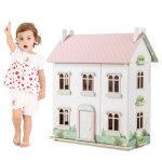 Costway maison de poupe en bois pour enfants  3 niveaux 19 accessoires toits double face et portes ...
