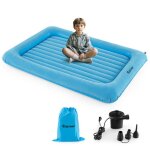 Costway matelas gonflable amovible 165x118x20cm lit de voyage enfant polyvalente en pvc surface floqu� ...