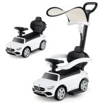Costway mercedes benz 3 en 1 porteur enfants avec canopy r�glable barre de direction klaxon pour 18 - ...