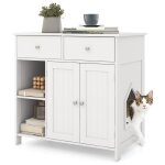 Costway meuble pour bac à litière caché avec rangement 2 tiroirs kits anti - basculement armoire dintérieur ... Costway meuble pour bac à litière caché avec rangement 2 tiroirs kits anti - basculement armoire dintérieur ...
