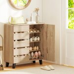 Costway meuble a chaussure � 4 niveaux avec porte � persiennes �tag�res ajustables style ferme pour entr�e ...