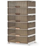 Costway meuble  chaussures pliable  6 cubes roulettes amovibles lot de 6 bacs de rangement empilables ...