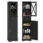 Costway meuble colonne de salle de bain avec 2 portes et 1 tiroir 3 tagres rglables placard  porte30 ...