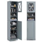 Costway meuble colonne de salle de bain avec 5 �tag�res r�glables placards � porte 2 compartiments 40 ...