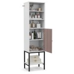 Costway meuble colonne de salle de bain avec porte tagre rglable et rangement infrieur pour salon ...
