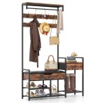 Costway meuble d?entre avec banc - 12 crochets porte - manteau vestiaire pour couloir chambre style ...