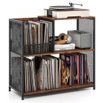 Costway meuble �tag�re pour vinyle � 3 niveaux disques jusqu� 300 albums 3 diviseurs amovibles support ...