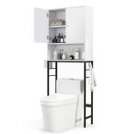 Costway meuble wc au - dessus des toilettes avec 2 portes etagère réglable barre inférieure réglable ... Costway meuble wc au - dessus des toilettes avec 2 portes etagère réglable barre inférieure réglable ...