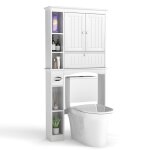Costway meuble wc au - dessus des toilettes avec 2 portes Étagère réglable et barre inférieure pour salle ... Costway meuble wc au - dessus des toilettes avec 2 portes Étagère réglable et barre inférieure pour salle ...
