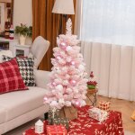 Costway mini sapin de nol artificiel pr - dcor 90cm 12 boules de coton naturel 24 boules dcoratives ...