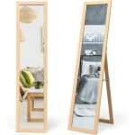 Costway miroir psych sur pied / mural miroir rectangulaire autoportant 155 x 37 cm, style scandinave ...