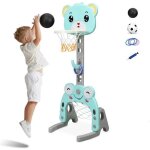 Costway panier de basket enfants 3 en 1 : jeu de football et de anneau hauteur ajustable 133 - 158 cm ...
