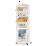 Costway panier linge sale 3 compartiment roulettes verrouillables panier a linge amovible pour salle ...